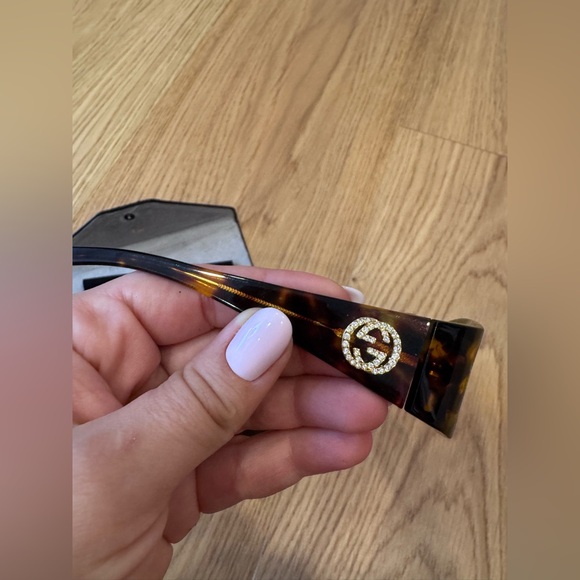 Gucci Accessories - Gucci Tortoiseshell Sunglasses with Gold Crystal GG Logo